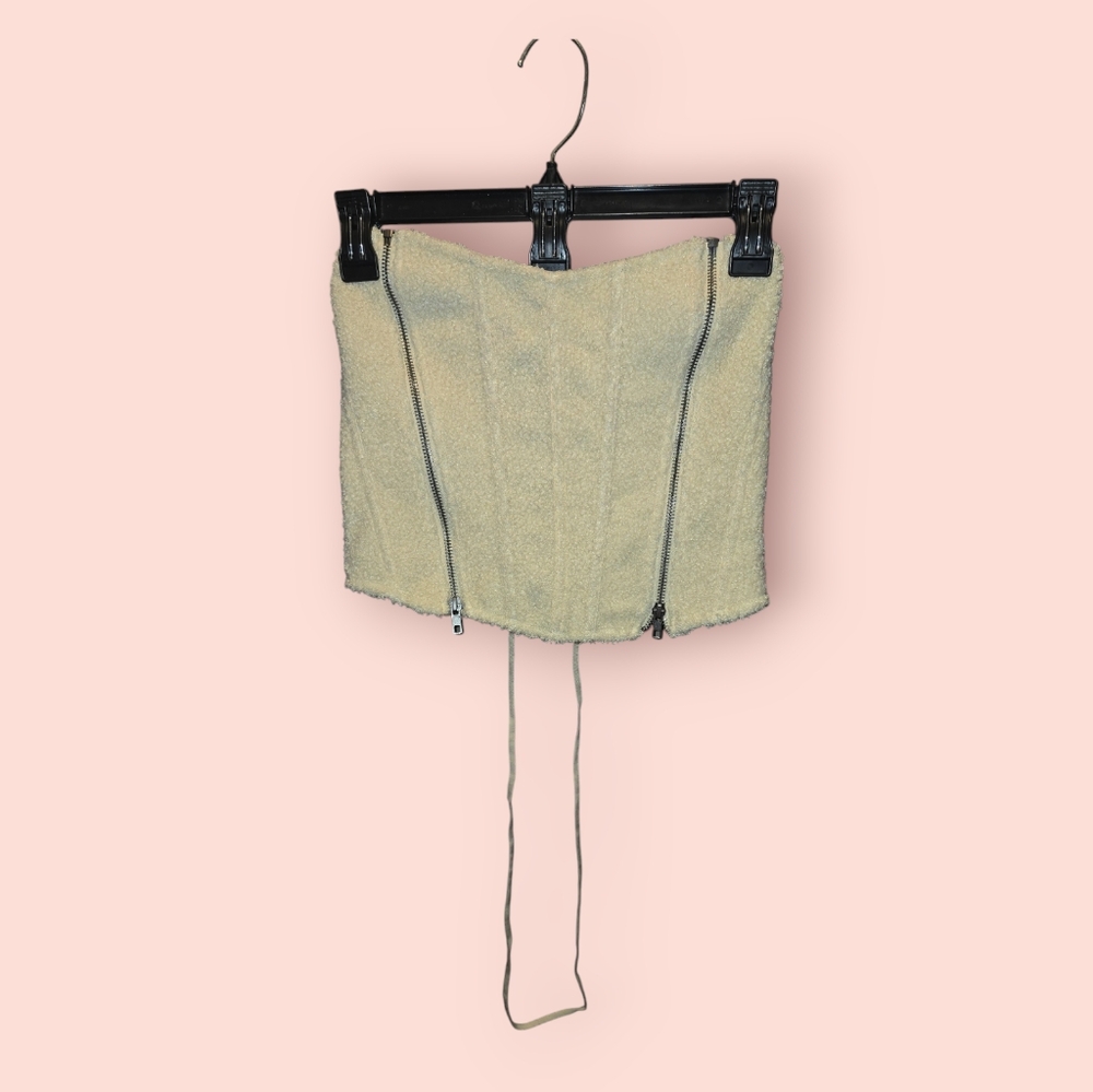 Urban Outfitters Out from Under Sherpa Double Zipper Tie Back Corset